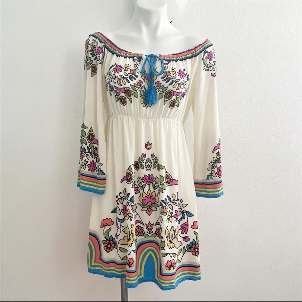 NEW Flying Tomato off the shoulders Floral Dress LARGE Hippie Bohemian Multi
